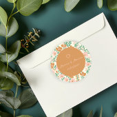 ワイルドフラワーつる植物ピンクグリーンエレガントウェディングカスタム ラウンドシール