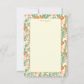 ワイルドフラワーつる植物ピンクグリーンエレガントフローラカスタム サンキューカード (正面)