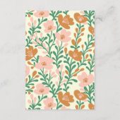 ワイルドフラワーつる植物ピンクグリーンカスタムウェディング エンクロージャーカード (裏面)