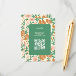 ワイルドフラワーつる植物ピンクグリーンカスタムウェディング エンクロージャーカード
