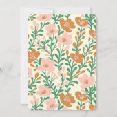 ワイルドフラワーつる植物ピンクグリーンカスタムウェディング 招待状 (裏面)