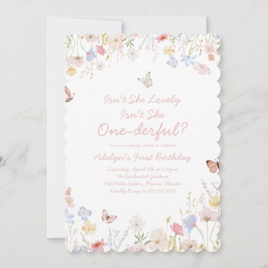 ワイルドフラワーではない彼女オンダーフル誕生日招待状 招待状 (正面)