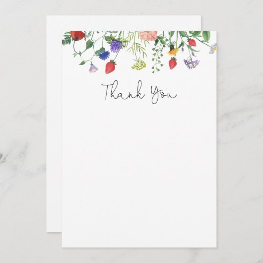 ワイルドフラワーとイチゴありがとう サンキューカード (正面/裏面)
