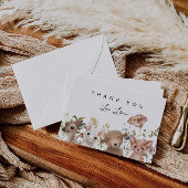 ワイルドフラワーとウッドランド動物の赤ちゃんシャワー サンキューカード