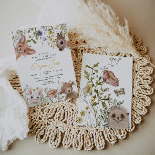 ワイルドフラワーとウッドランド動物の赤ちゃんシャワー 招待状