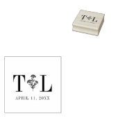 ワイルドフラワーとエレガントなウェディングデザイン&イニシャル ラバースタンプ (押印)