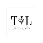 ワイルドフラワーとエレガントなウェディングデザイン&イニシャル ラバースタンプ (インプリント)