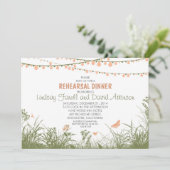 ワイルドフラワーとストリングライトのリハーサルディナー 招待状 (スタンド正面)