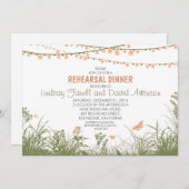 ワイルドフラワーとストリングライトのリハーサルディナー 招待状 (正面/裏面)