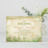 ワイルドフラワーとストリングライトブライダルシャワー 招待状 (スタンド正面)