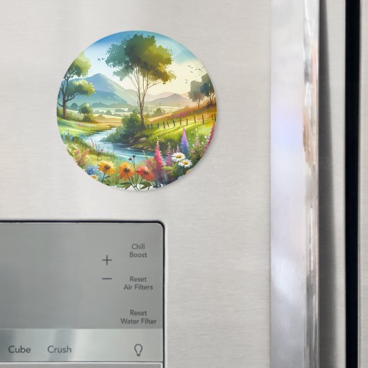 ワイルドフラワーとストリームの春バレー マグネット (インサイチュ (冷蔵庫))