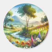 ワイルドフラワーとストリームの春バレー マグネット (正面)