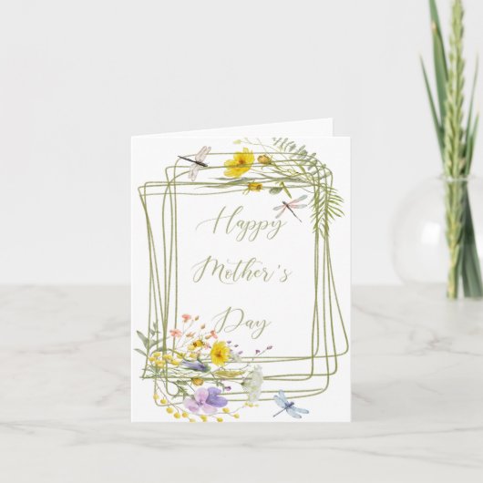 ワイルドフラワーとトンボ 母の日 カード (正面)