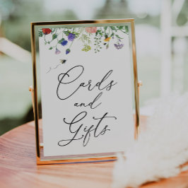 ワイルドフラワーとハチのカードとギフト サイン