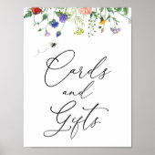 ワイルドフラワーとハチのカードとギフト サイン (正面)