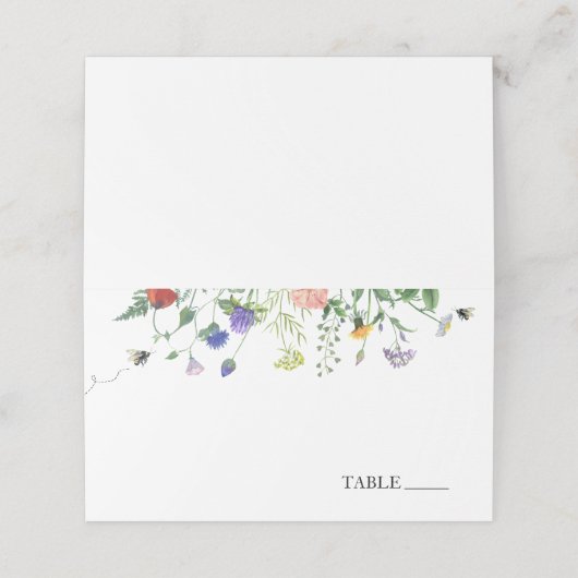 ワイルドフラワーとハチの名札カード プレイスカード (外部開封)