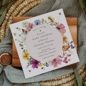 ワイルドフラワーとハチMidSummerフローラベビーシャワー 招待状