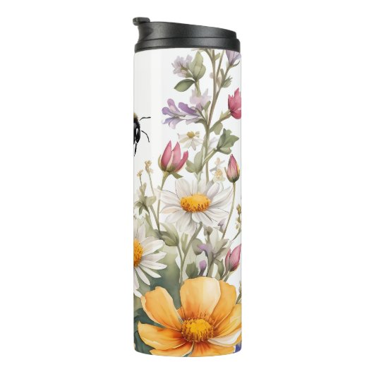ワイルドフラワーとハニービーウォーターカラー タンブラー (回転右)
