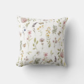 ワイルドフラワーとバタフライの水色 クッション (正面)