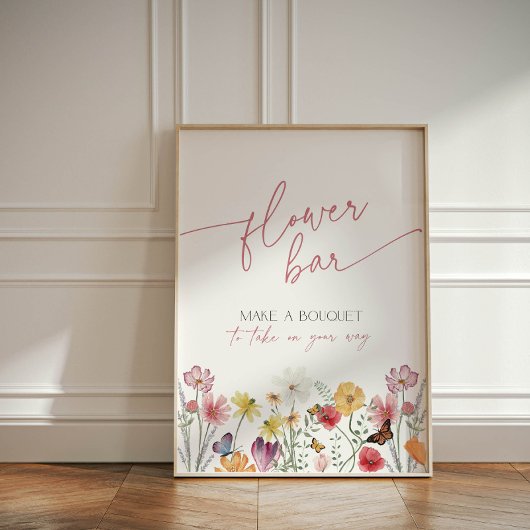 ワイルドフラワーとバタフライフラワーバーブーケの恩恵 台座サイン