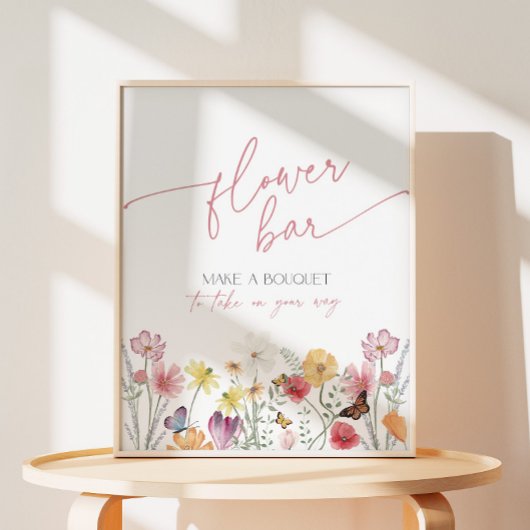 ワイルドフラワーとバタフライフラワーバーブーケの恩恵 台座サイン