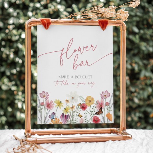 ワイルドフラワーとバタフライフラワーバーブーケの恩恵 台座サイン