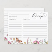 ワイルドフラワーとバタフライブライダルシャワーレシピカード (正面/裏面)