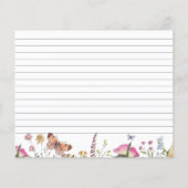 ワイルドフラワーとバタフライブライダルシャワーレシピカード (裏面)