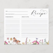 ワイルドフラワーとバタフライブライダルシャワーレシピカード (正面)