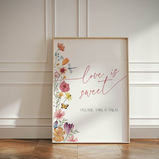 ワイルドフラワーとバタフライラブは甘いデザート 台座サイン