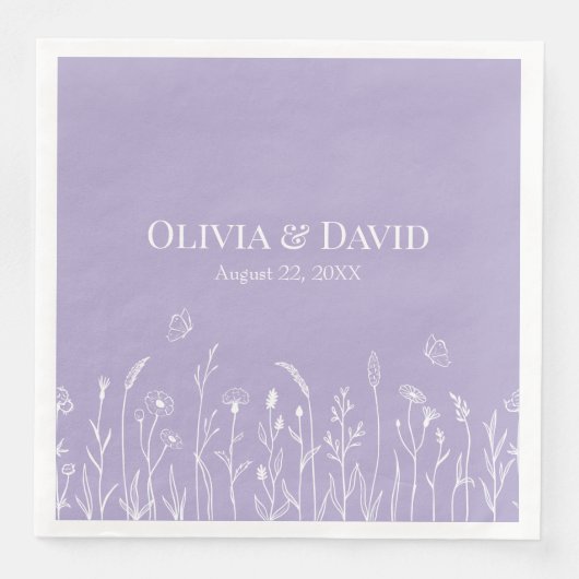 ワイルドフラワーとバターフ結婚ァイルズのナプキン (正面)