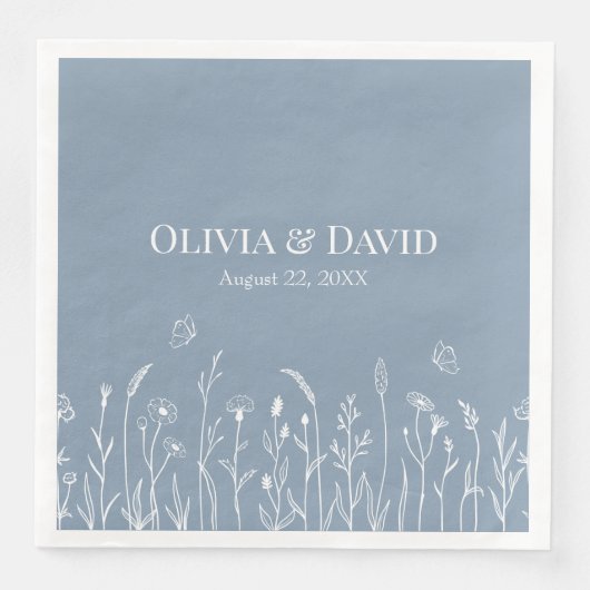 ワイルドフラワーとバターフ結婚ァイルズのナプキン (正面)