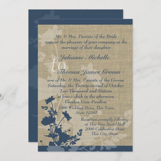 ワイルドフラワーとバーラ結婚ップ 招待状 (正面/裏面)