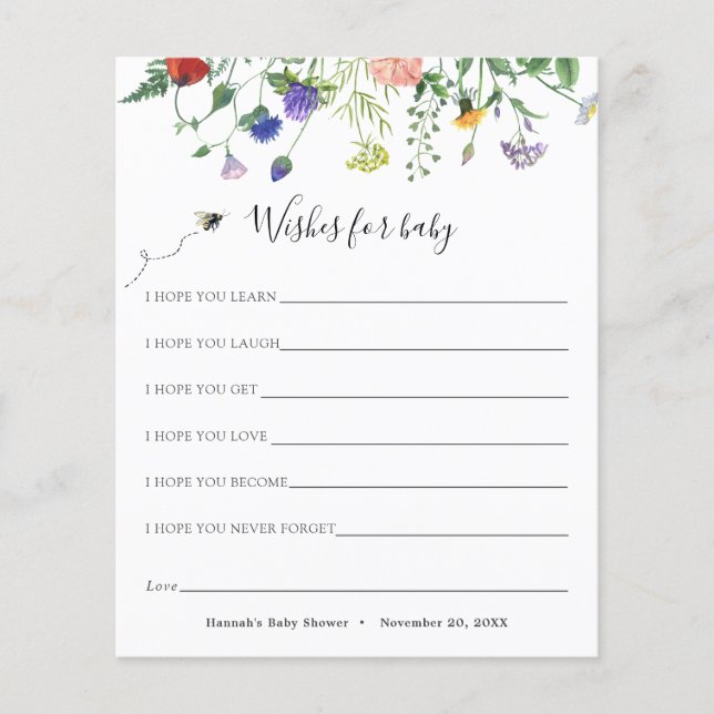 ワイルドフラワーとビーの願いベビーカード (正面)