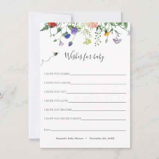 ワイルドフラワーとビーの願いベビーカード 招待状 (正面)