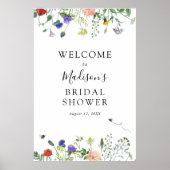 ワイルドフラワーとビーブライダルシャワーウェルカムサイン ポスター (正面)