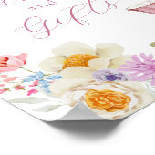 ワイルドフラワーとピンクのティーカップカードとギフトサイン ポスター (角)