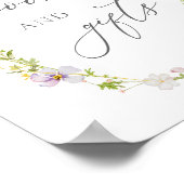 ワイルドフラワーとピンクの弓の本とギフトサイン ポスター (角)