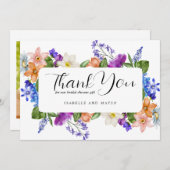 ワイルドフラワーとフォトブライダルシャワーフラット サンキューカード (正面/裏面)