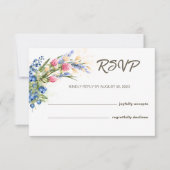 ワイルドフラワーとブルーベリーのラスティックウェディング返信カード 出欠カード (正面)