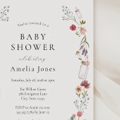 ワイルドフラワーとボトルリースベビーシャワー 招待状