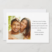 ワイルドフラワーと写真のブライダルシャワーフラット サンキューカード (裏面)