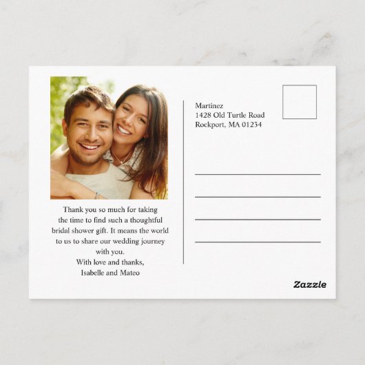 ワイルドフラワーと写真の結婚前お礼カード ポストカード (裏面)