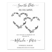 ワイルドフラワーと小枝2つのハートは結婚の ラバースタンプ (インプリント)