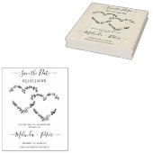 ワイルドフラワーと小枝2つのハートは結婚の ラバースタンプ (押印)