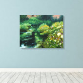 「ワイルドフラワーと川のそばの矢」リネンプリント キャンバスプリント (インサイチュ (ウッドフロア))