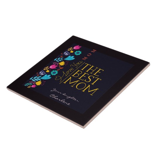 ワイルドフラワーと母の日の挨拶をパーソナライズ タイル (側面)