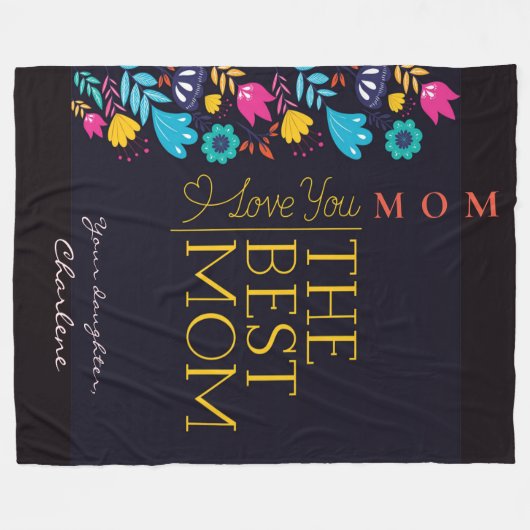 ワイルドフラワーと母の日の挨拶をパーソナライズ フリースブランケット (正面(横))