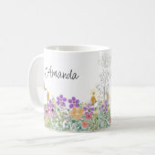 ワイルドフラワーと緑のフローラコーヒー マグカップ (正面左)