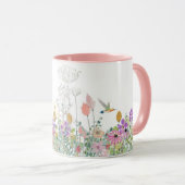 ワイルドフラワーと緑のフローラコーヒー マグカップ (正面右)